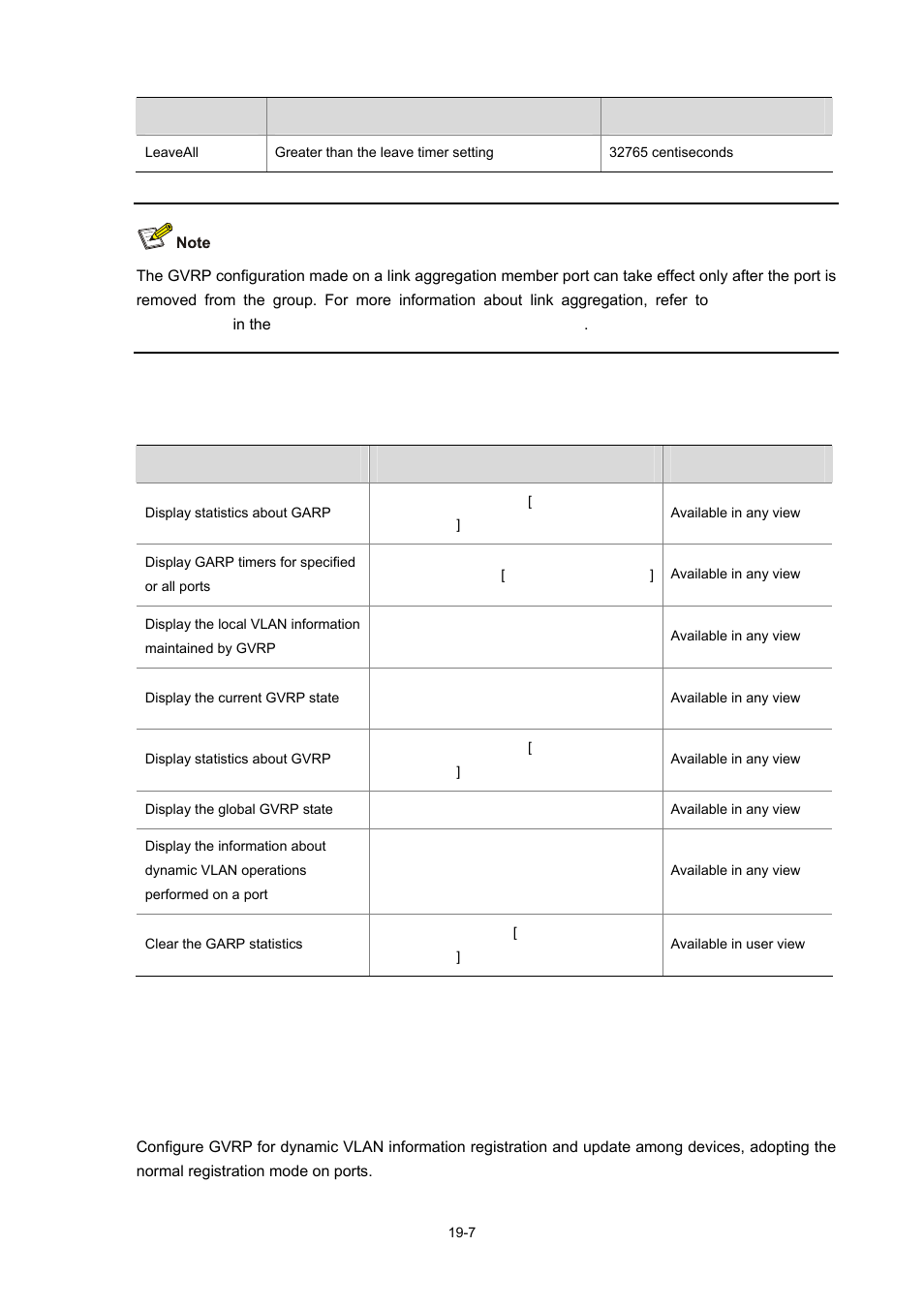 Displaying and maintaining gvrp, Gvrp configuration examples, Gvrp configuration example i | Network requirements, 7 gvrp configuration examples | H3C Technologies H3C S7500E Series Switches User Manual | Page 265 / 337