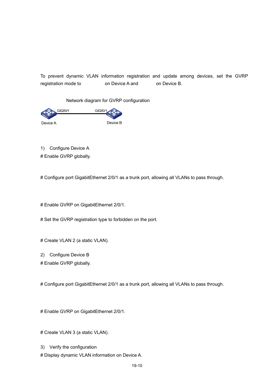 Gvrp configuration example iii, Network requirements, Network diagram | Configuration procedure | H3C Technologies H3C S7500E Series Switches User Manual | Page 268 / 337