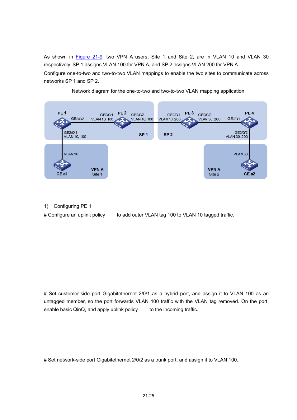 Network requirements, Configuration procedure | H3C Technologies H3C S7500E Series Switches User Manual | Page 308 / 337