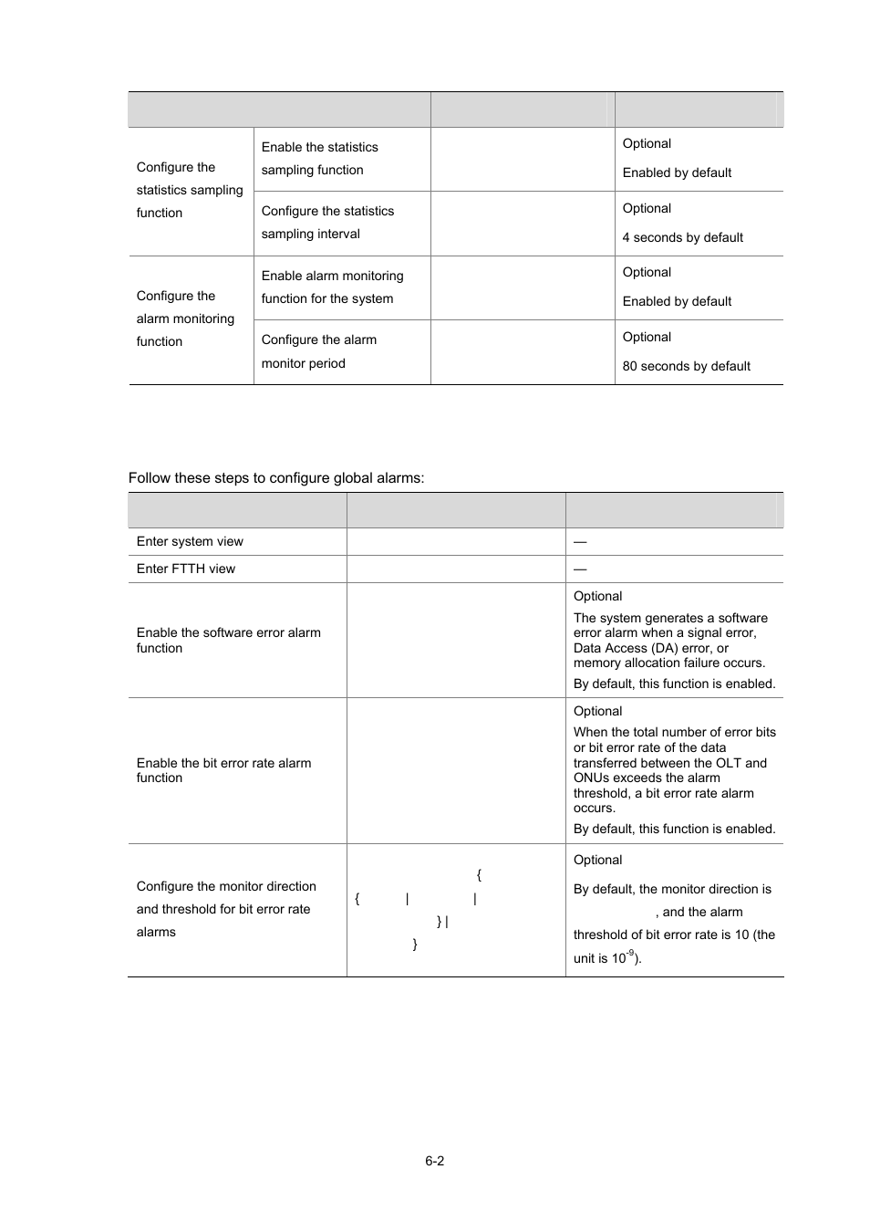 Configuring global alarms | H3C Technologies H3C S7500E Series Switches User Manual | Page 87 / 337