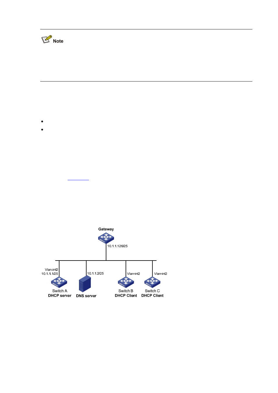Dhcp server configuration examples, Static ip address assignment configuration example, Network requirements | Configuration procedure | H3C Technologies H3C S7500E Series Switches User Manual | Page 61 / 205