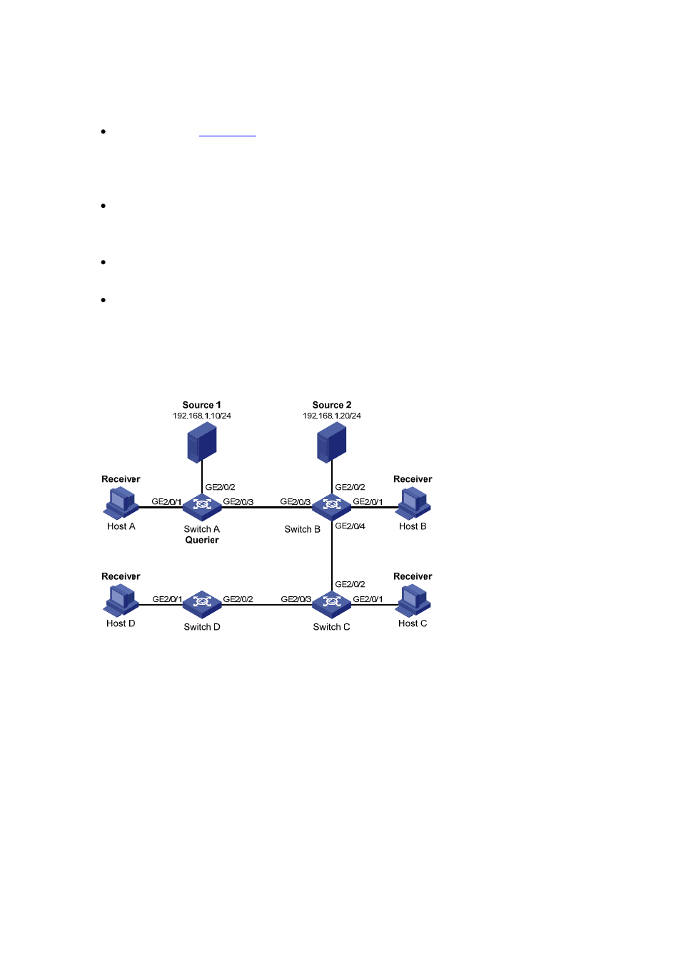 Igmp snooping querier configuration example, Network requirements, Configuration procedure | H3C Technologies H3C S7500E Series Switches User Manual | Page 65 / 430