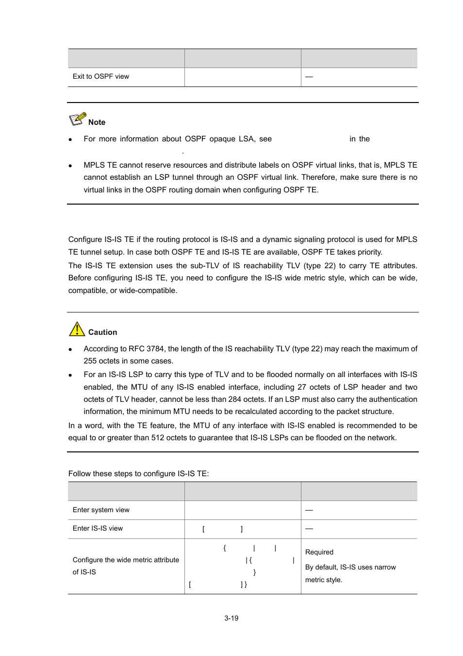 Configuring is-is te | H3C Technologies H3C S7500E Series Switches User Manual | Page 101 / 334