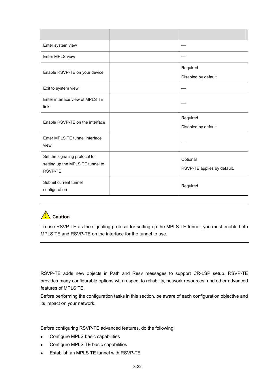 Configuring rsvp-te advanced features, Configuration prerequisites | H3C Technologies H3C S7500E Series Switches User Manual | Page 104 / 334