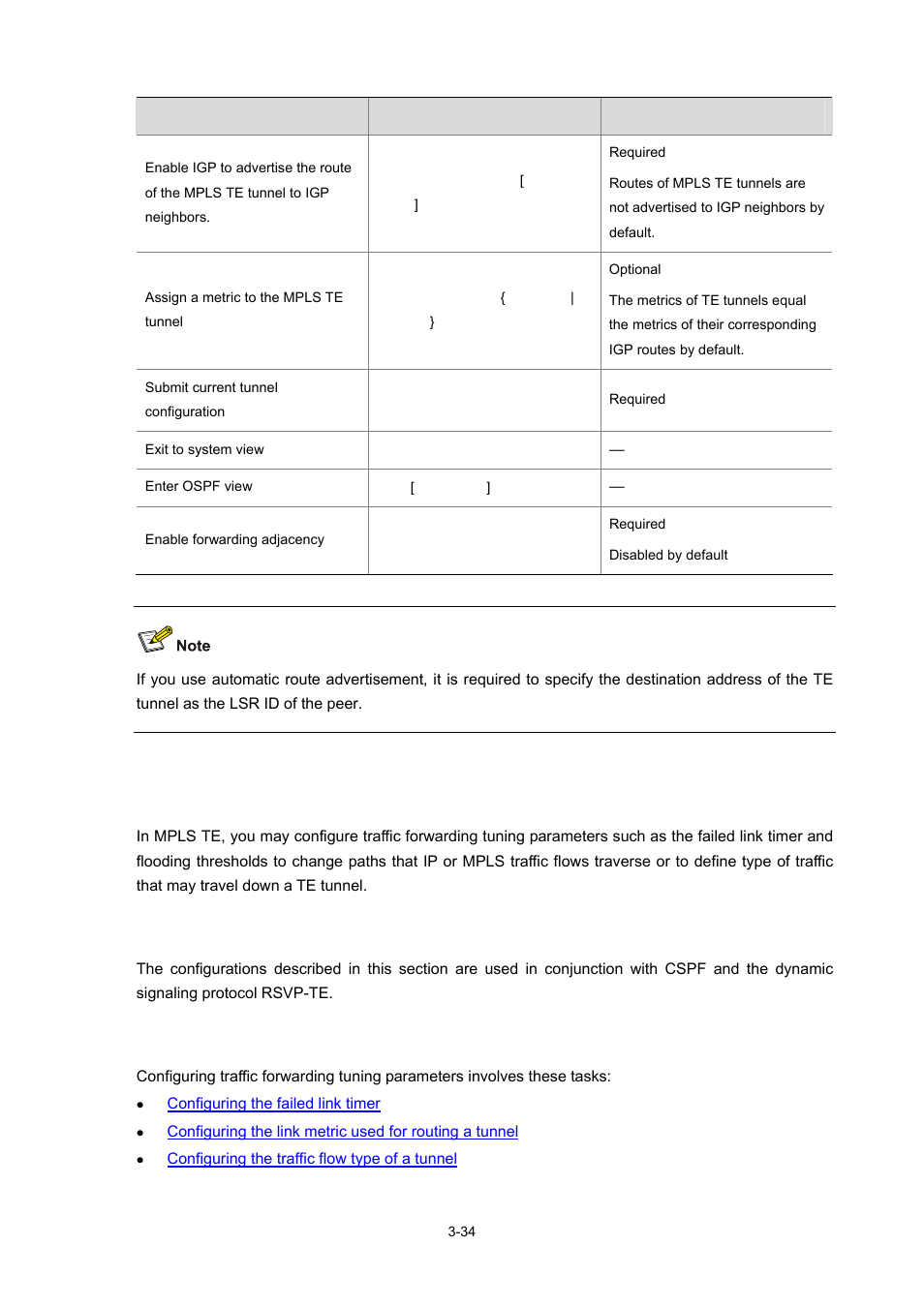 Configuring traffic forwarding tuning parameters, Configuration prerequisites, Configuration procedure | 34 configuration procedure | H3C Technologies H3C S7500E Series Switches User Manual | Page 116 / 334