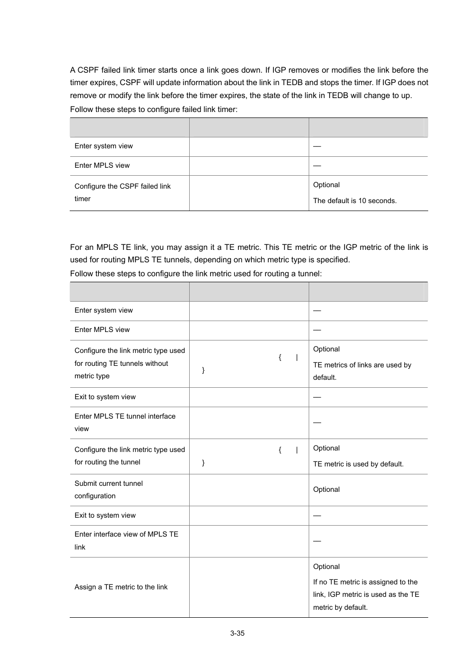 Configuring the failed link timer | H3C Technologies H3C S7500E Series Switches User Manual | Page 117 / 334