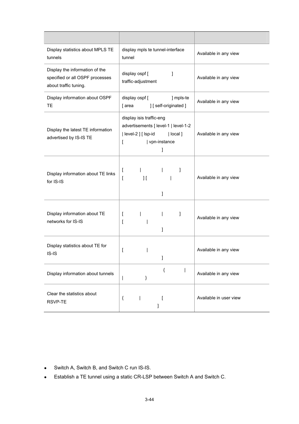 Mpls te configuration examples, Mpls te using static cr-lsp configuration example, Network requirements | H3C Technologies H3C S7500E Series Switches User Manual | Page 126 / 334