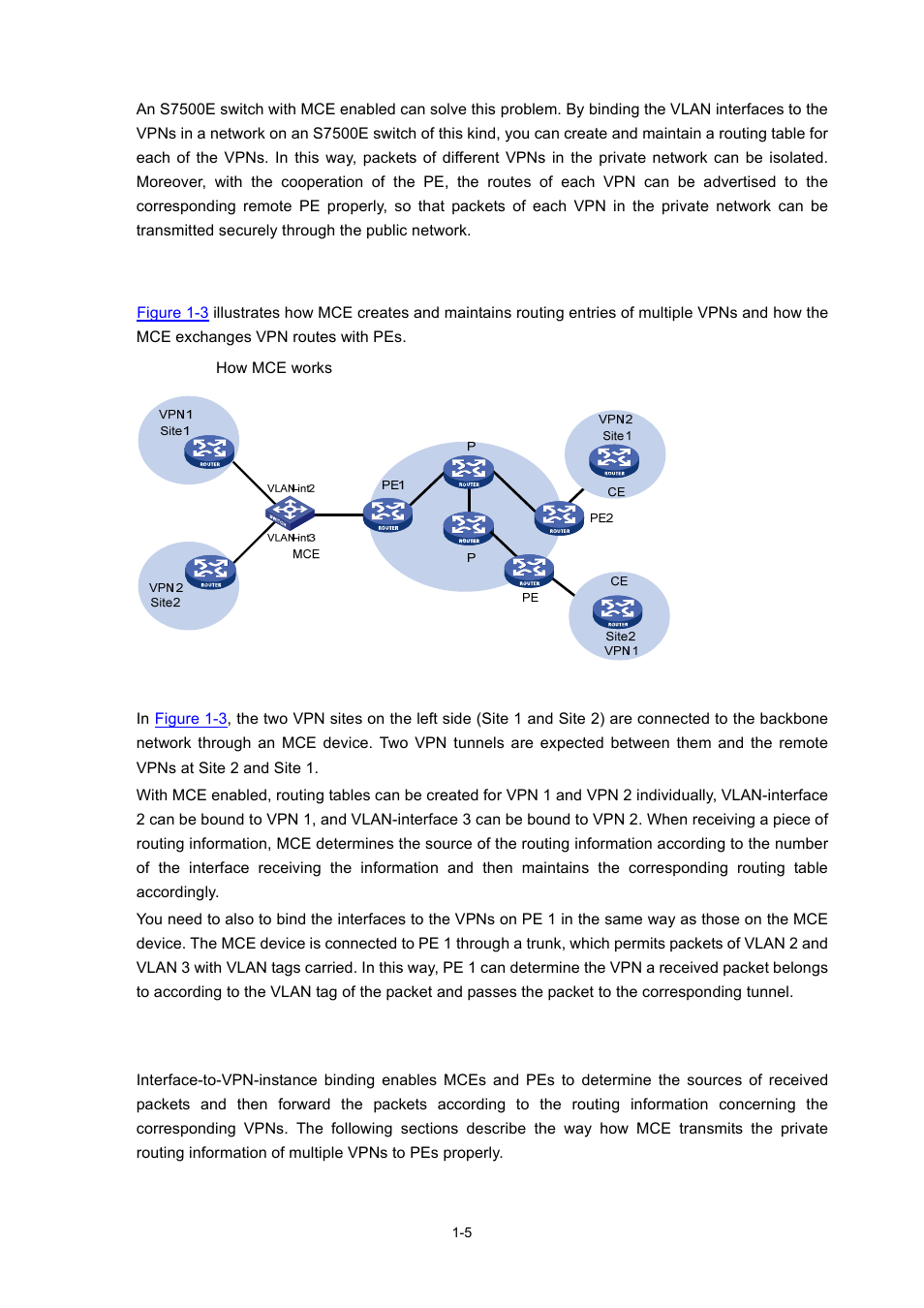 How mce works, Routing information exchange for mce | H3C Technologies H3C S7500E Series Switches User Manual | Page 17 / 334