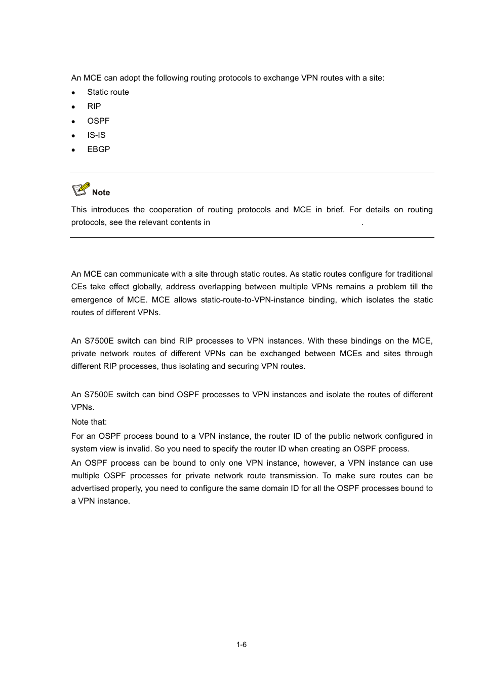 Static routes, Ospf | H3C Technologies H3C S7500E Series Switches User Manual | Page 18 / 334