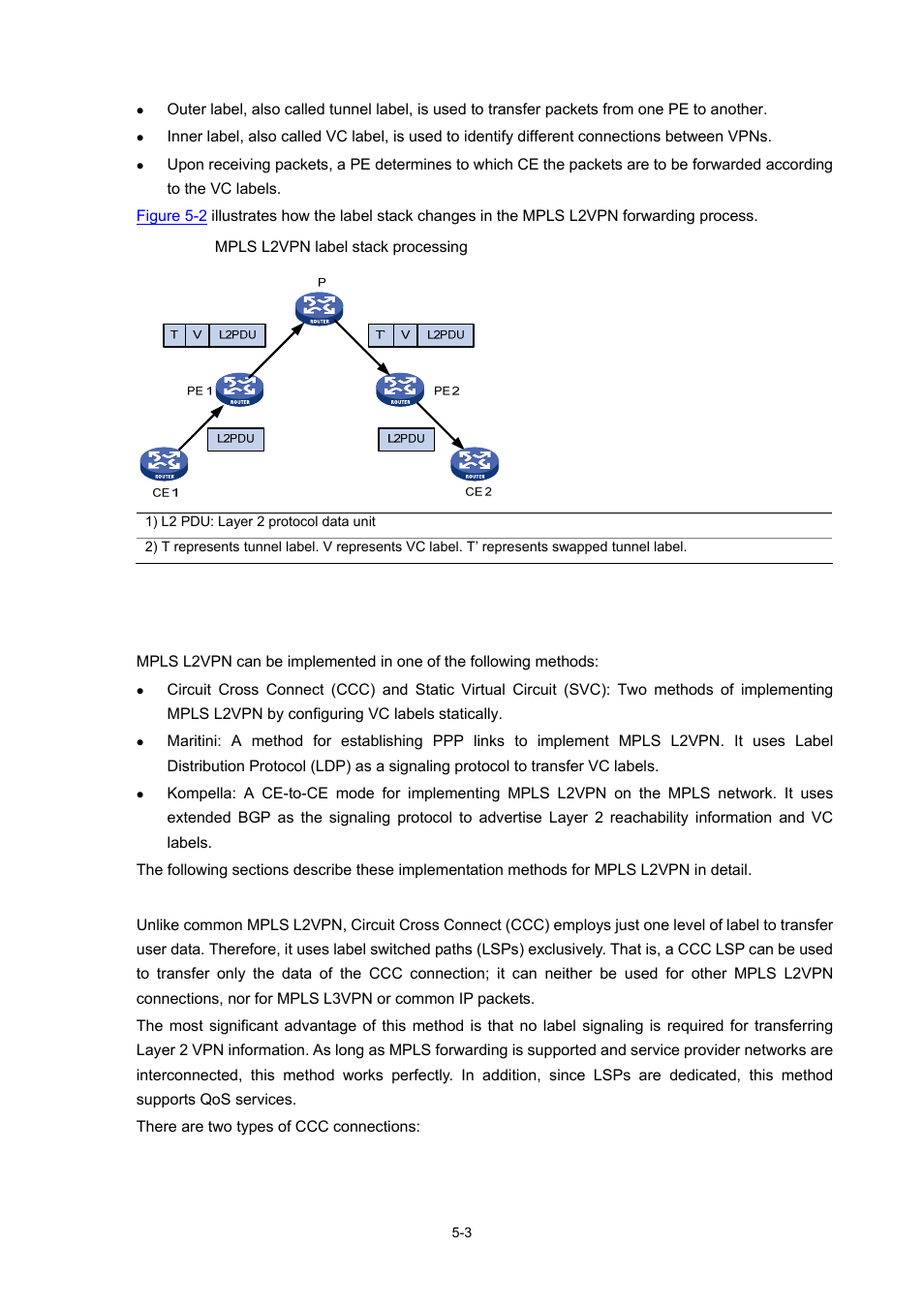 Implementation of mpls l2vpn, Ccc mpls l2vpn | H3C Technologies H3C S7500E Series Switches User Manual | Page 195 / 334