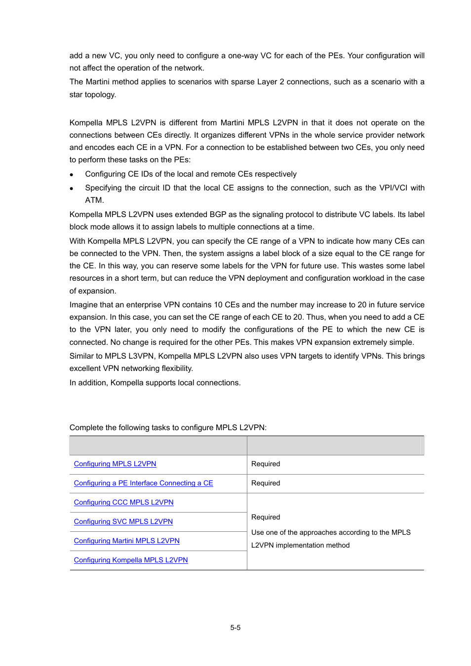 Kompella mpls l2vpn, Mpls l2vpn configuration task list | H3C Technologies H3C S7500E Series Switches User Manual | Page 197 / 334