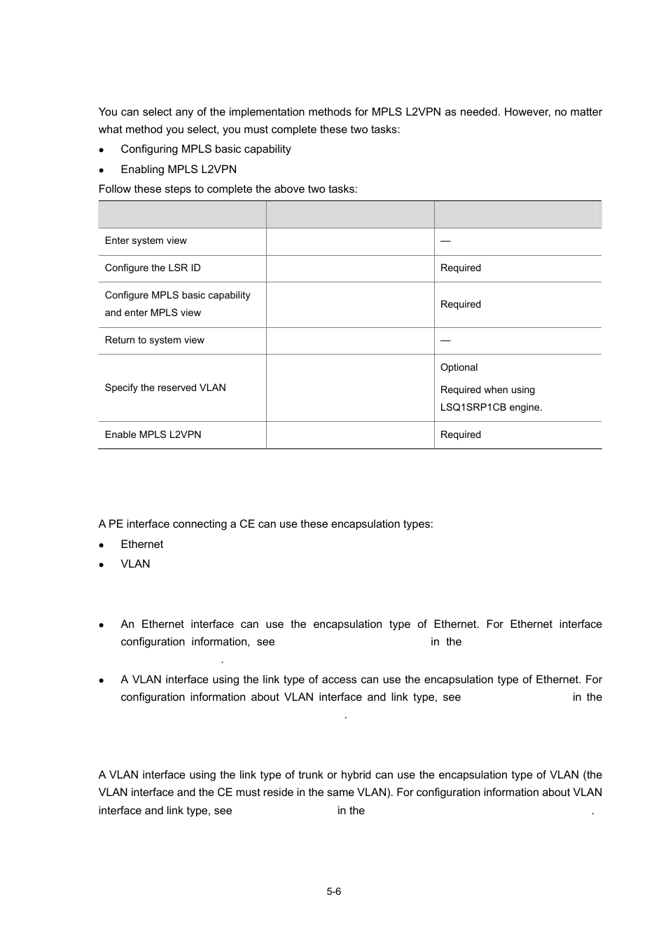 Configuring mpls l2vpn, Configuring a pe interface connecting a ce, 6 configuring a pe interface connecting a ce | H3C Technologies H3C S7500E Series Switches User Manual | Page 198 / 334