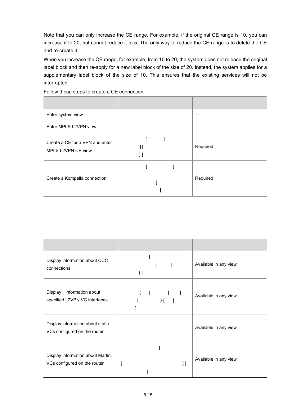 Displaying and maintaining mpls l2vpn, Displaying the operation of mpls l2vpn | H3C Technologies H3C S7500E Series Switches User Manual | Page 207 / 334