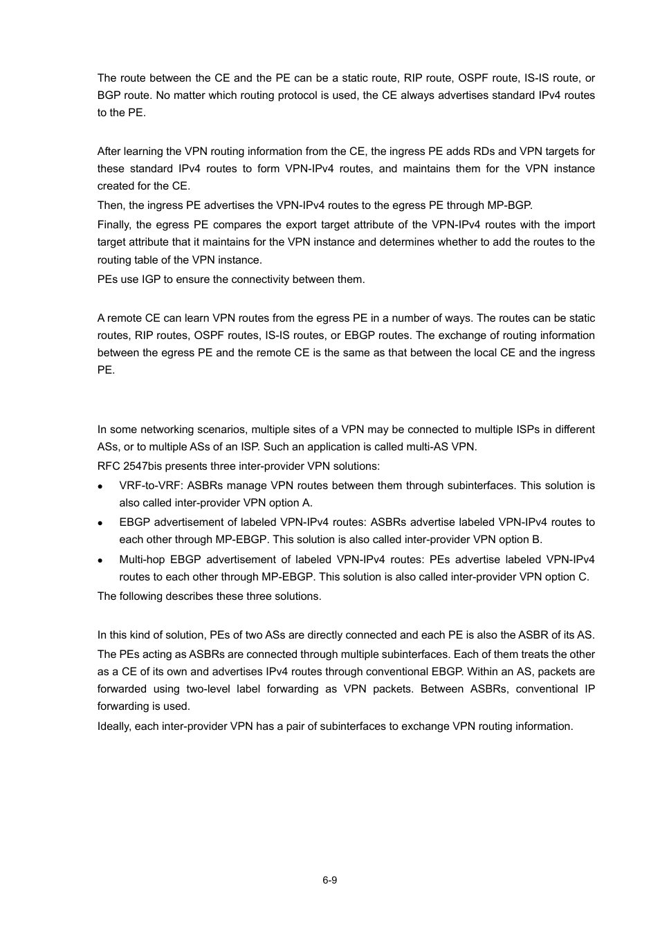 Multi-as vpn, Inter-provider vpn option a | H3C Technologies H3C S7500E Series Switches User Manual | Page 234 / 334