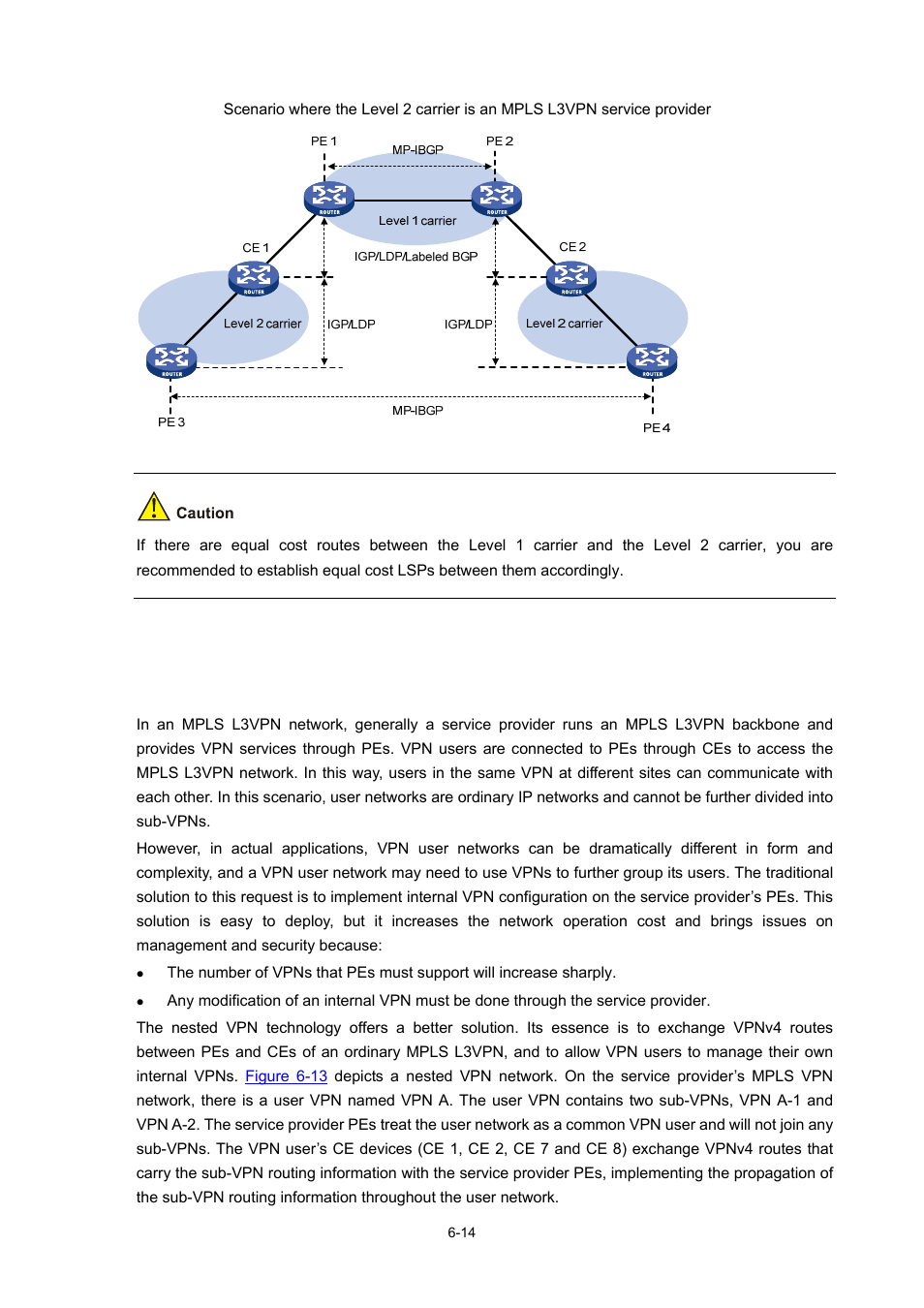 Nested vpn, Background | H3C Technologies H3C S7500E Series Switches User Manual | Page 239 / 334