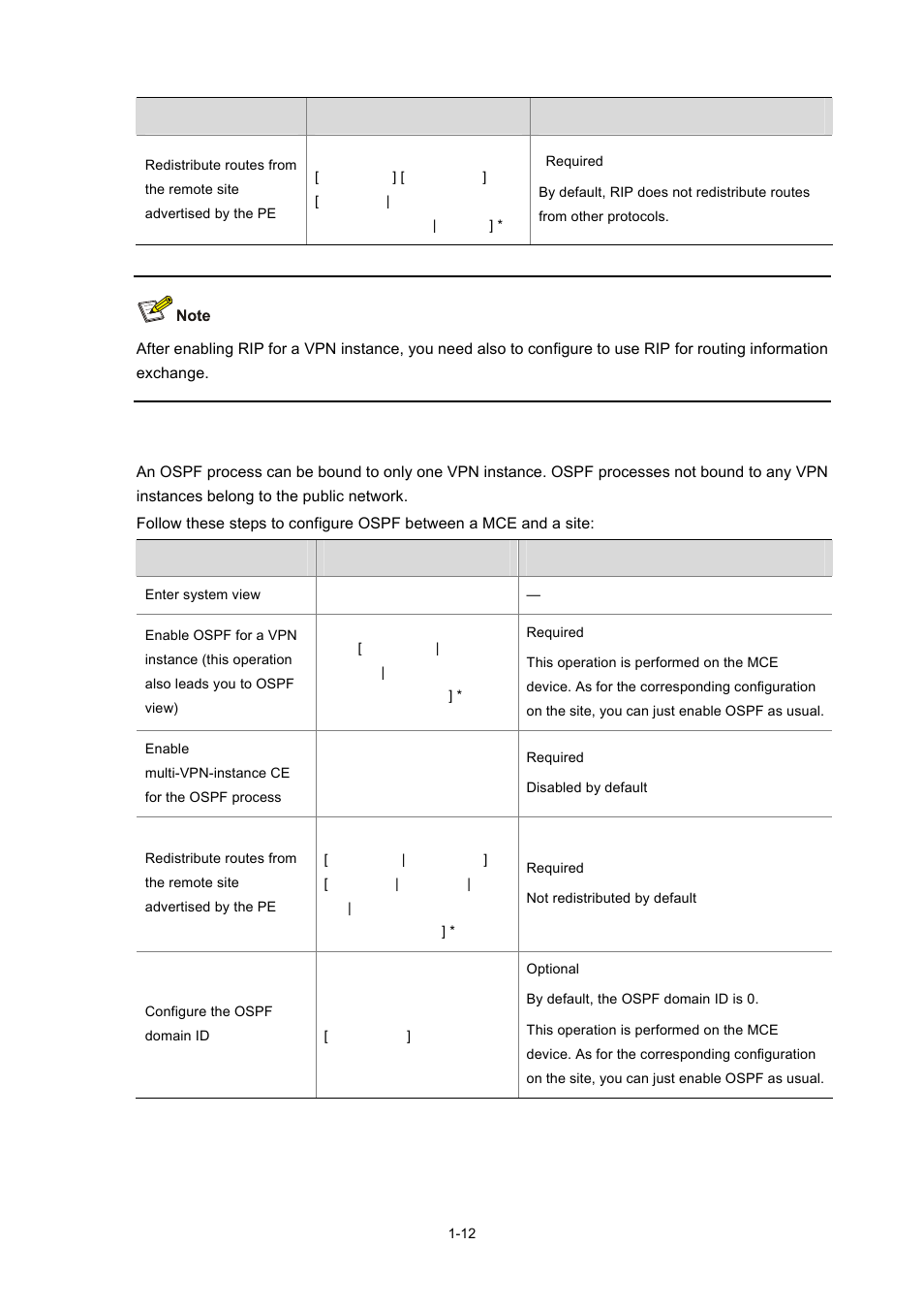 Configuring to use ospf between a mce and a site | H3C Technologies H3C S7500E Series Switches User Manual | Page 24 / 334