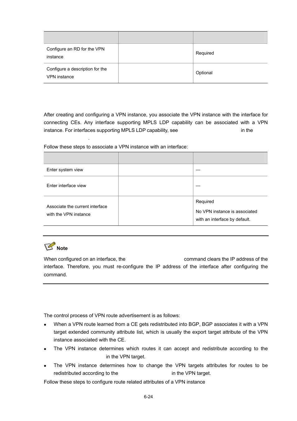 Associating a vpn instance with an interface | H3C Technologies H3C S7500E Series Switches User Manual | Page 249 / 334