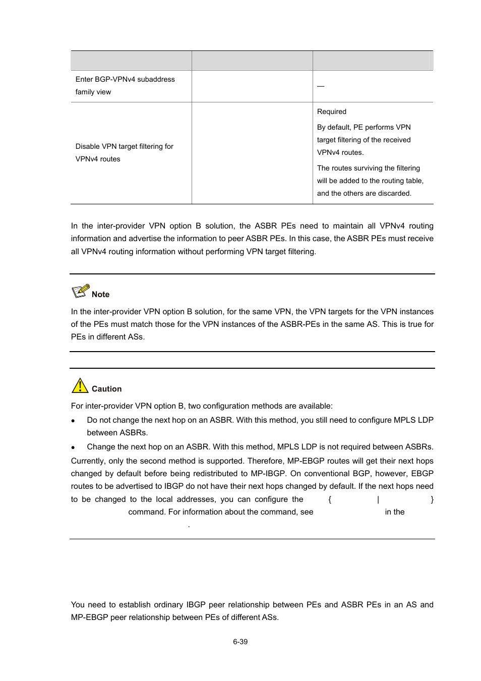 Configuring inter-provider vpn option c, Configuring the pes | H3C Technologies H3C S7500E Series Switches User Manual | Page 264 / 334