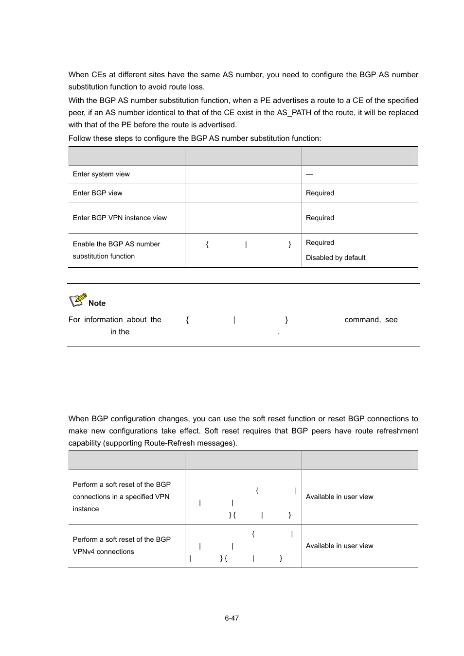 Configuration procedure, Displaying and maintaining mpls l3vpn, Resetting bgp connections | H3C Technologies H3C S7500E Series Switches User Manual | Page 272 / 334