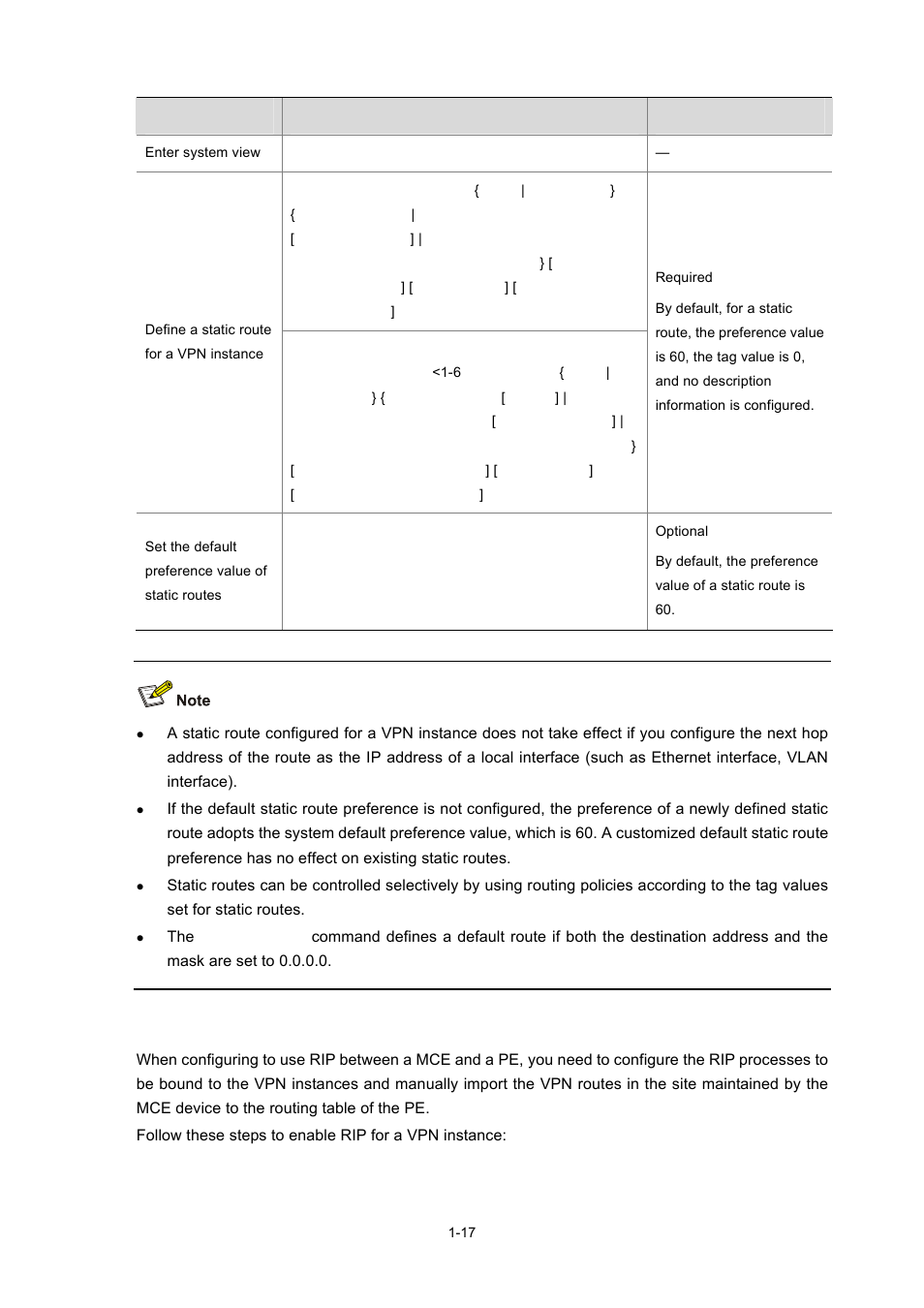 Configuring to use rip between a mce and a pe | H3C Technologies H3C S7500E Series Switches User Manual | Page 29 / 334