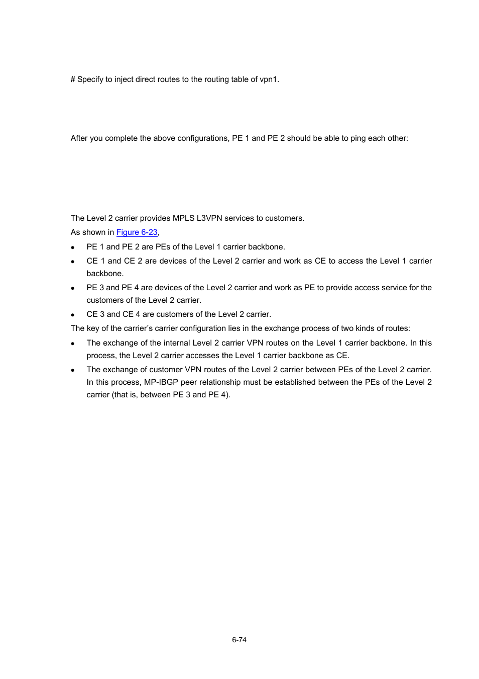 Example for configuring carrier’s carrier, Network requirements | H3C Technologies H3C S7500E Series Switches User Manual | Page 299 / 334