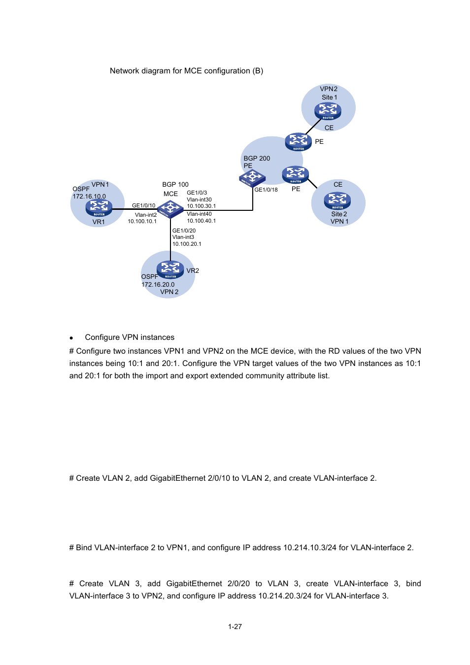 Network diagram, Configuration procedure | H3C Technologies H3C S7500E Series Switches User Manual | Page 39 / 334