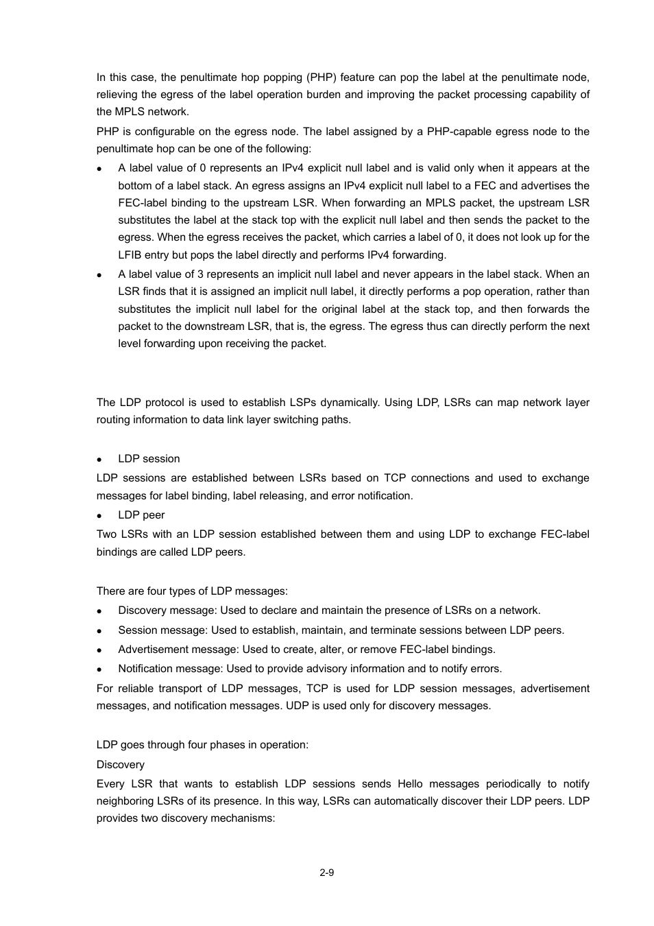 Basic concepts of ldp, Ldp message type, Ldp operation | Ldp, see | H3C Technologies H3C S7500E Series Switches User Manual | Page 51 / 334