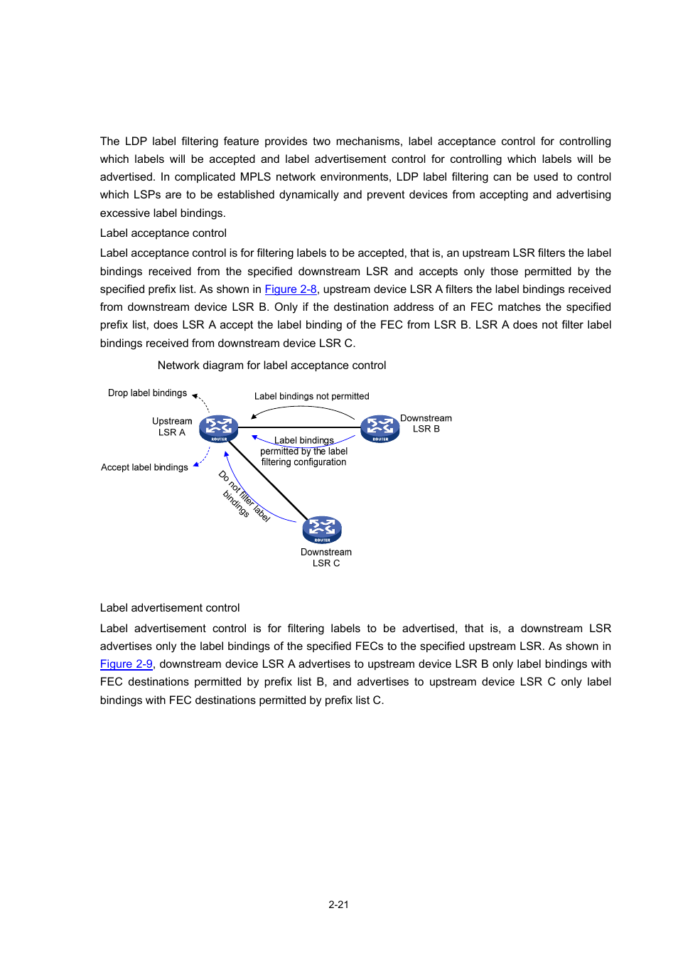 Configuring ldp label filtering | H3C Technologies H3C S7500E Series Switches User Manual | Page 63 / 334