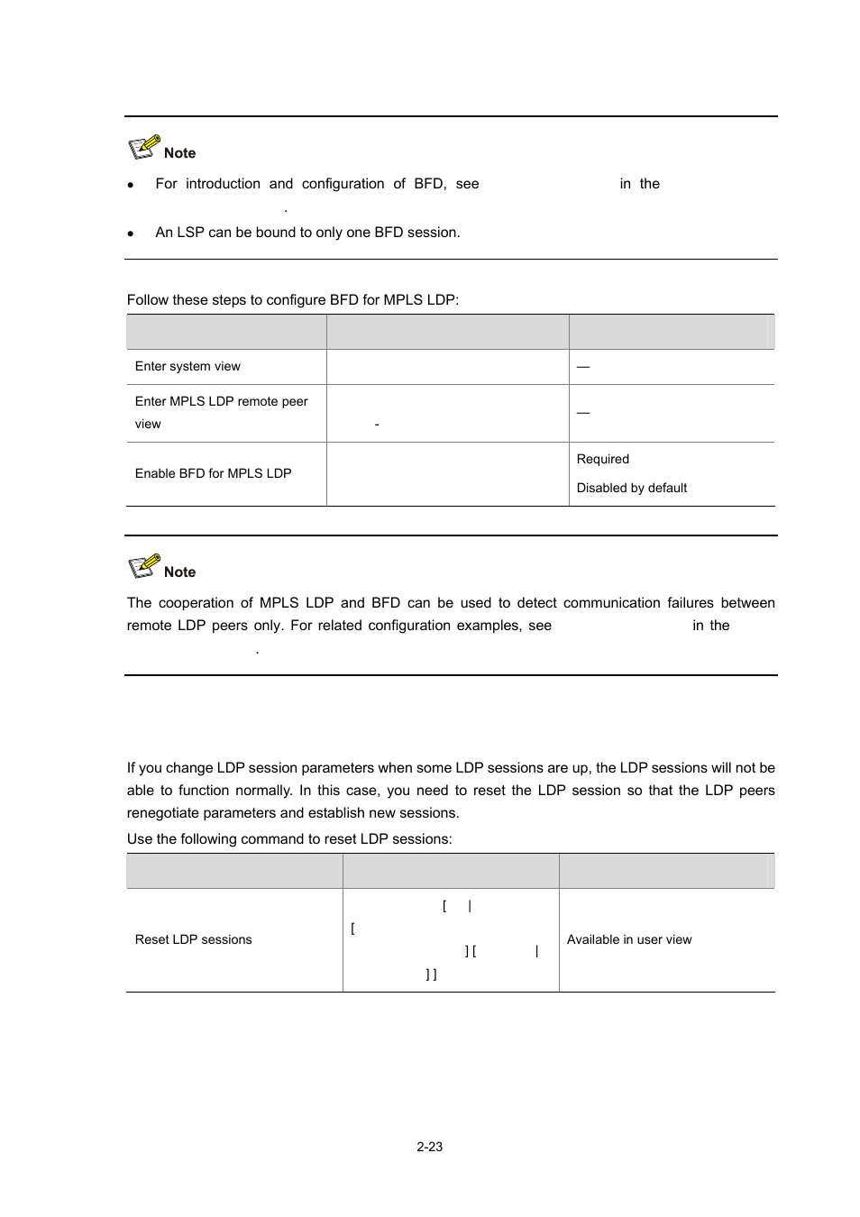 Resetting ldp sessions | H3C Technologies H3C S7500E Series Switches User Manual | Page 65 / 334