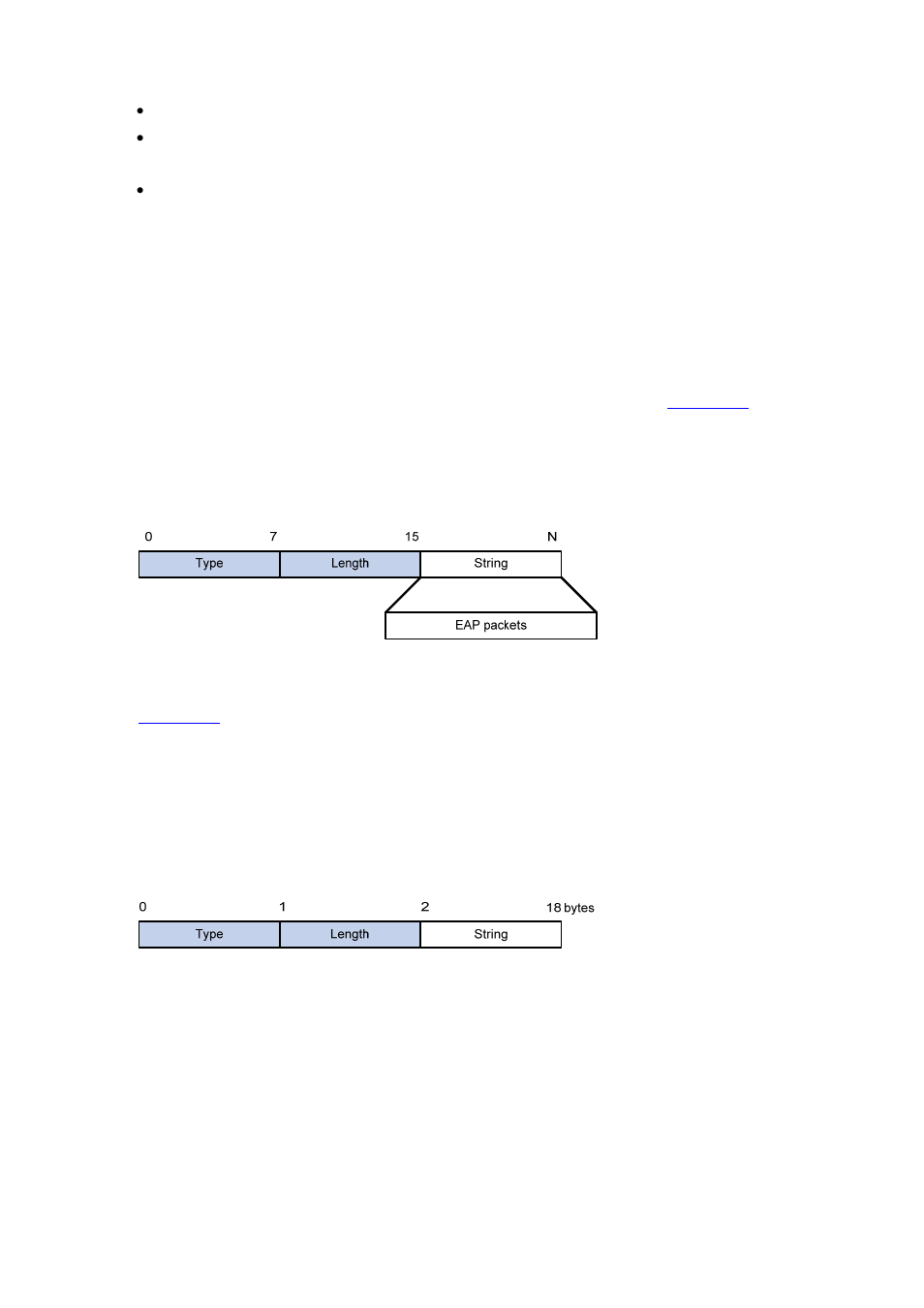 Eap over radius, Eap-message, Message-authenticator | 1x authentication triggering, Unsolicited triggering of a client | H3C Technologies H3C S7500E Series Switches User Manual | Page 95 / 269