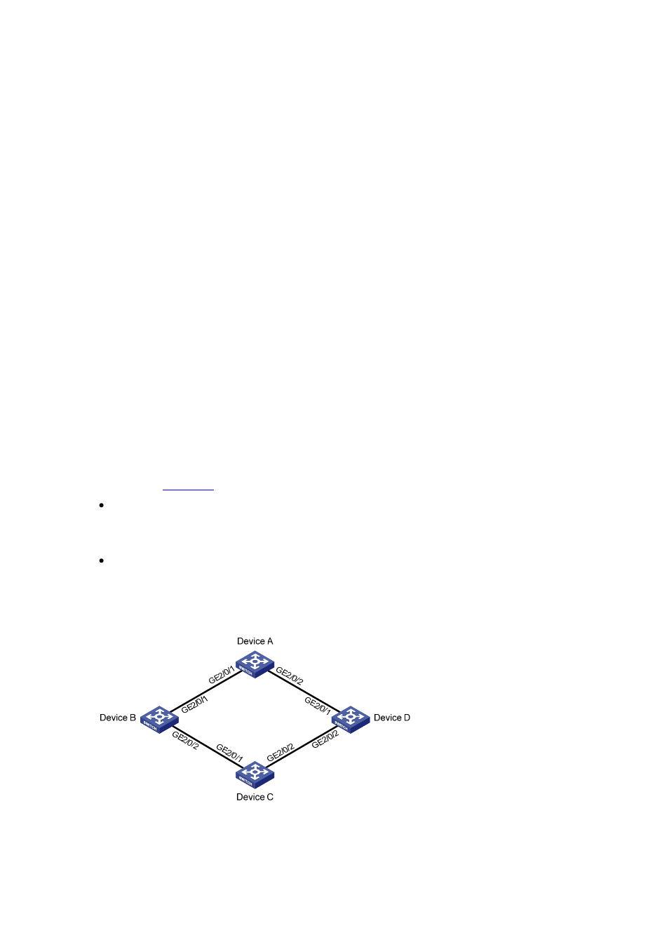 Network requirements, Configuration procedure | H3C Technologies H3C S7500E Series Switches User Manual | Page 123 / 211