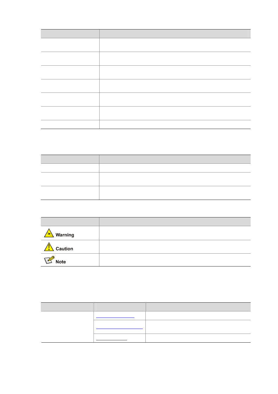 Gui conventions, Symbols, About the h3c s7500e documentation set | H3C Technologies H3C S7500E Series Switches User Manual | Page 4 / 211