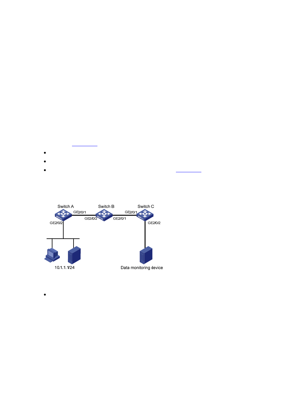 Remote traffic mirroring configuration example, Network requirements, Configuration procedure | H3C Technologies H3C S7500E Series Switches User Manual | Page 175 / 208