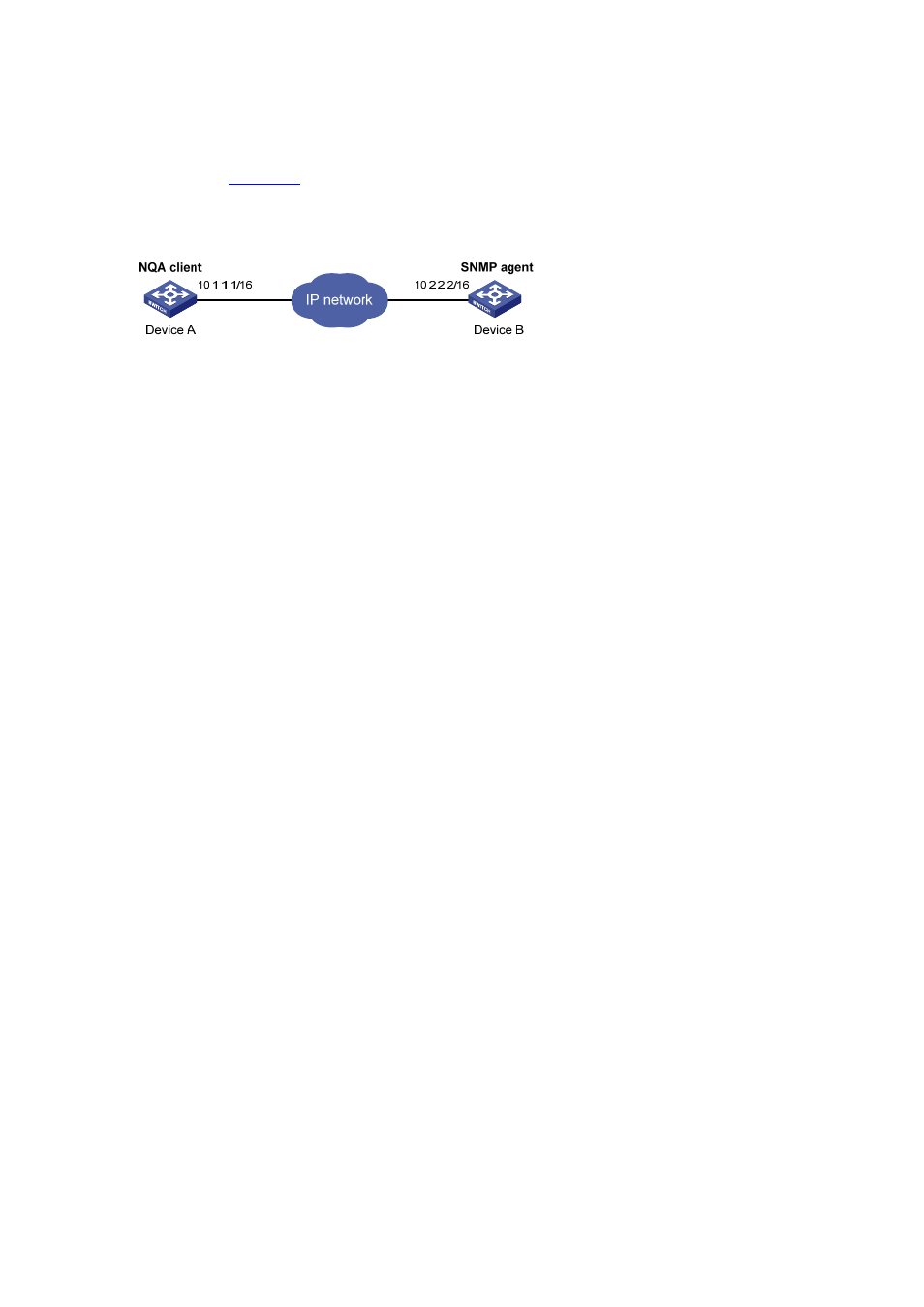 Snmp test configuration example, Network requirements, Configuration procedure | H3C Technologies H3C S7500E Series Switches User Manual | Page 56 / 208