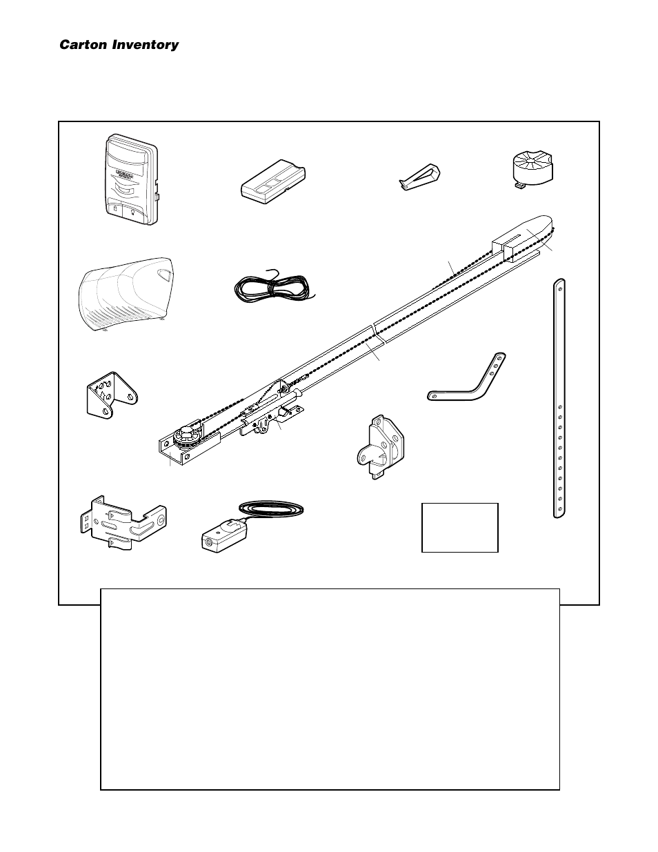 Carton inventory | Chamberlain 2565 User Manual | Page 5 / 36