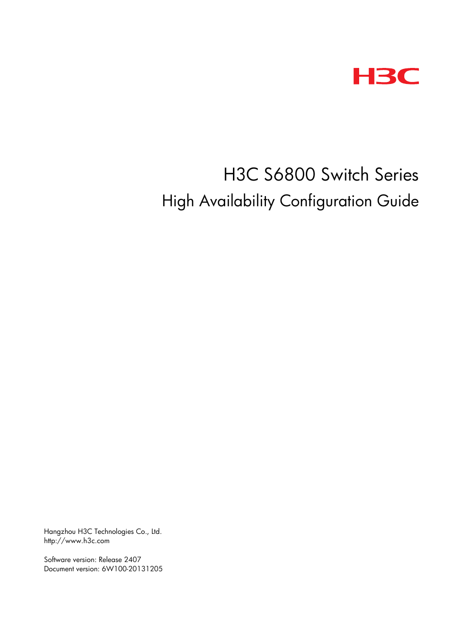 H3C Technologies H3C S6800 Series Switches User Manual | 68 pages