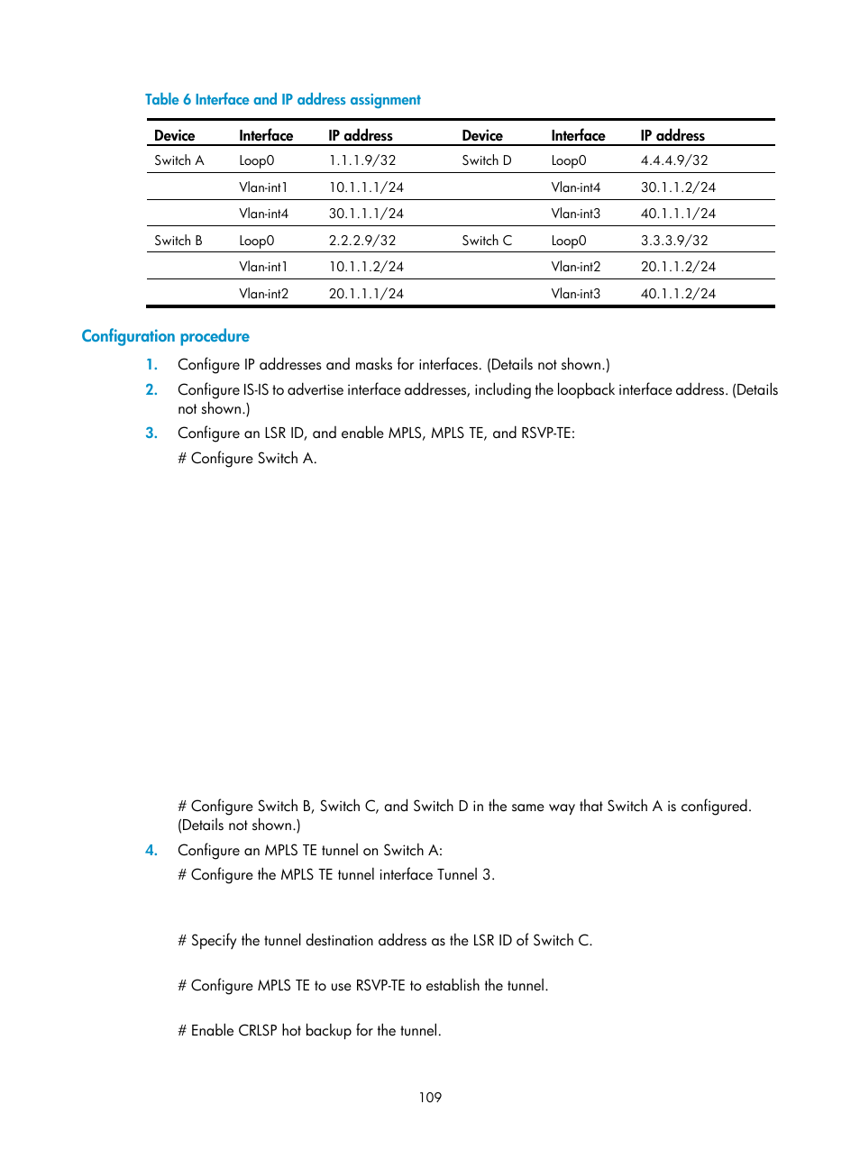 Configuration procedure | H3C Technologies H3C S6800 Series Switches User Manual | Page 122 / 526