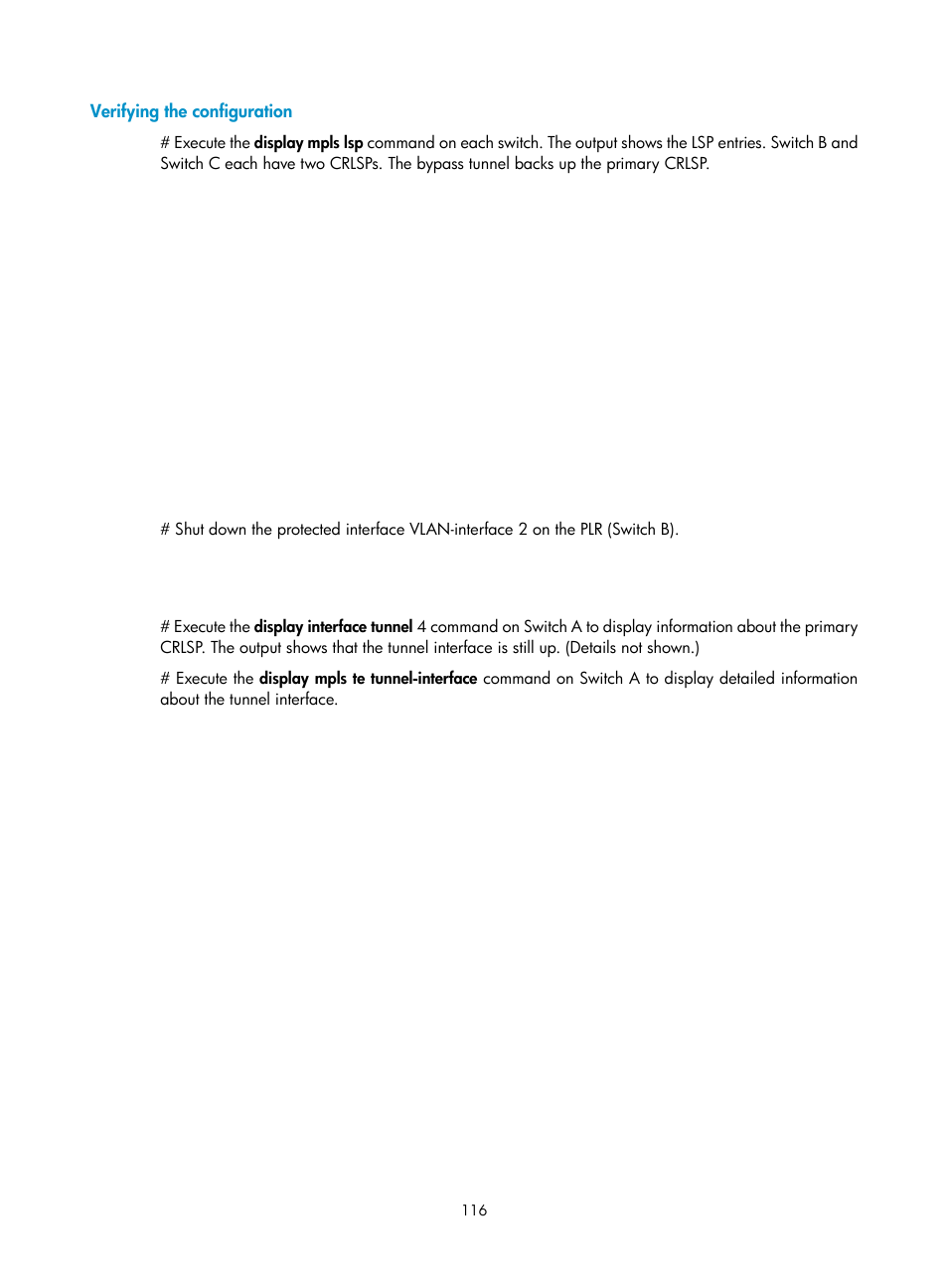 Verifying the configuration | H3C Technologies H3C S6800 Series Switches User Manual | Page 129 / 526