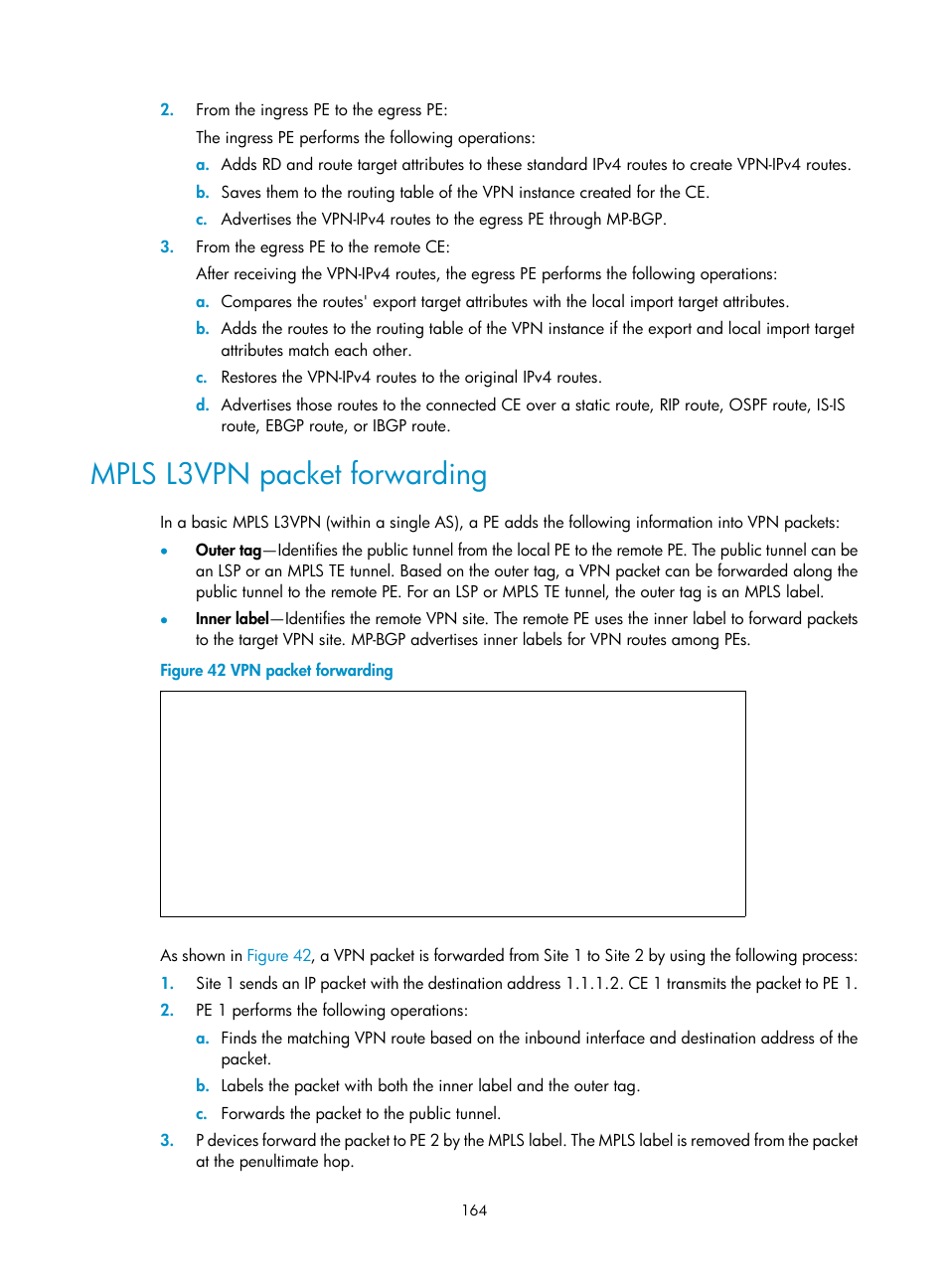 Mpls l3vpn packet forwarding | H3C Technologies H3C S6800 Series Switches User Manual | Page 177 / 526