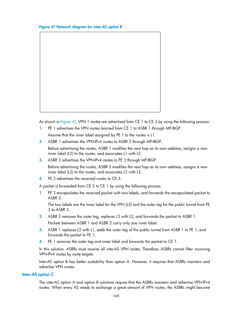 Inter-as option c | H3C Technologies H3C S6800 Series Switches User Manual | Page 182 / 526