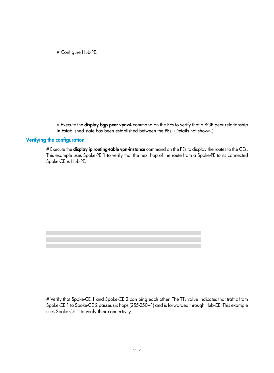 Verifying the configuration | H3C Technologies H3C S6800 Series Switches User Manual | Page 230 / 526