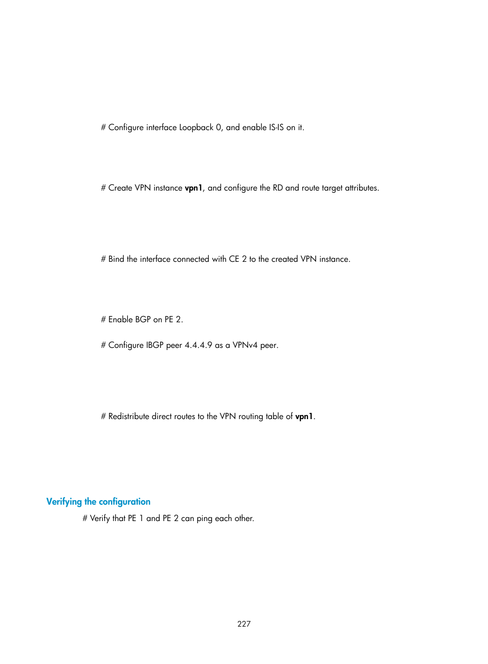 Verifying the configuration | H3C Technologies H3C S6800 Series Switches User Manual | Page 240 / 526