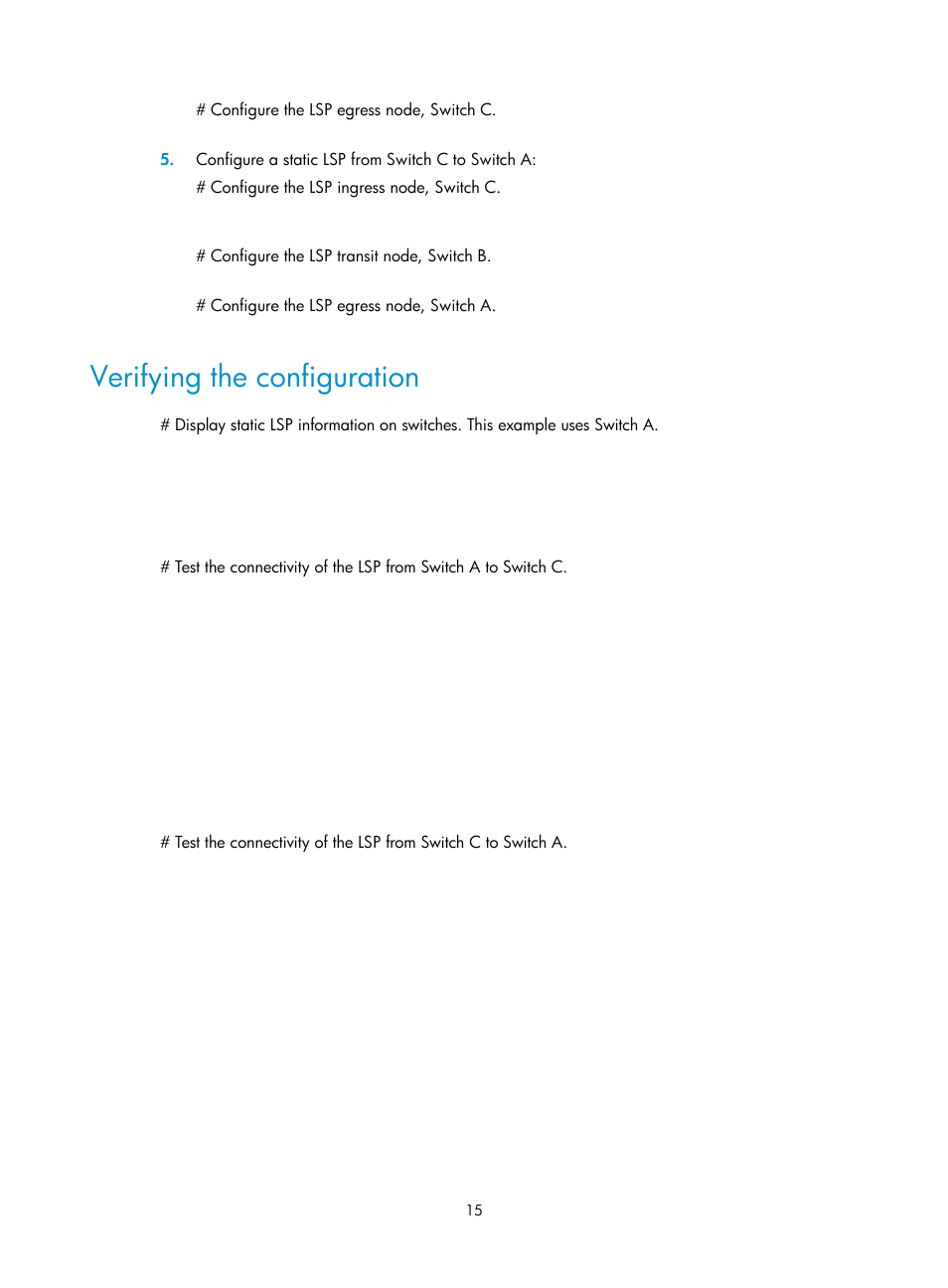 Verifying the configuration | H3C Technologies H3C S6800 Series Switches User Manual | Page 28 / 526