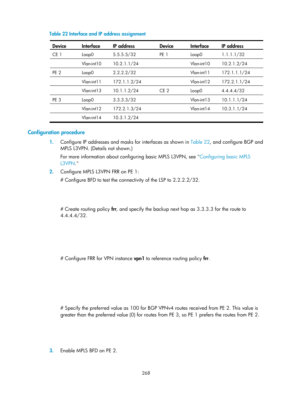 Configuration procedure | H3C Technologies H3C S6800 Series Switches User Manual | Page 281 / 526