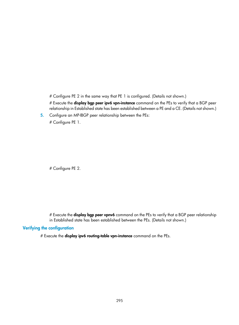 Verifying the configuration | H3C Technologies H3C S6800 Series Switches User Manual | Page 308 / 526