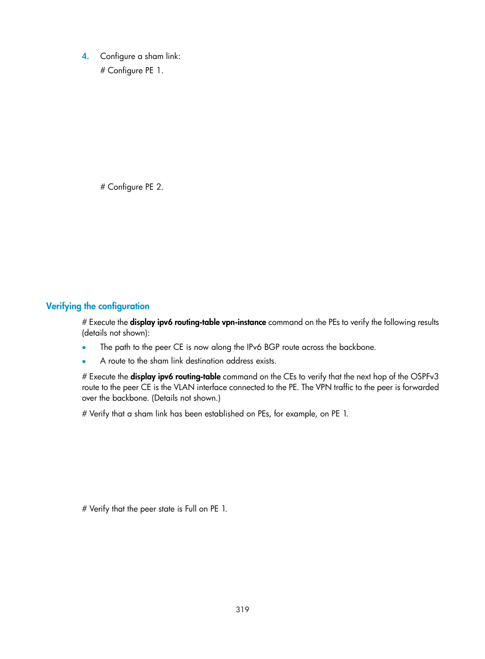 Verifying the configuration | H3C Technologies H3C S6800 Series Switches User Manual | Page 332 / 526