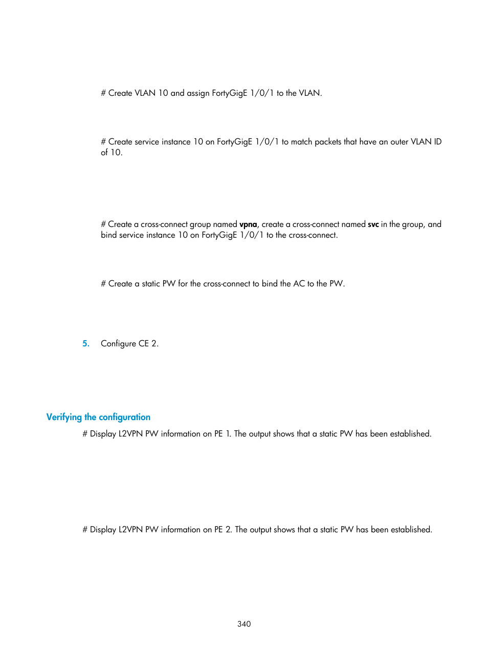 Verifying the configuration | H3C Technologies H3C S6800 Series Switches User Manual | Page 353 / 526