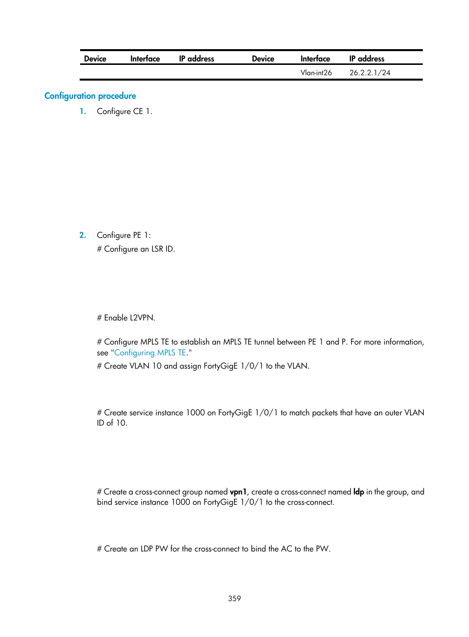 Configuration procedure | H3C Technologies H3C S6800 Series Switches User Manual | Page 372 / 526