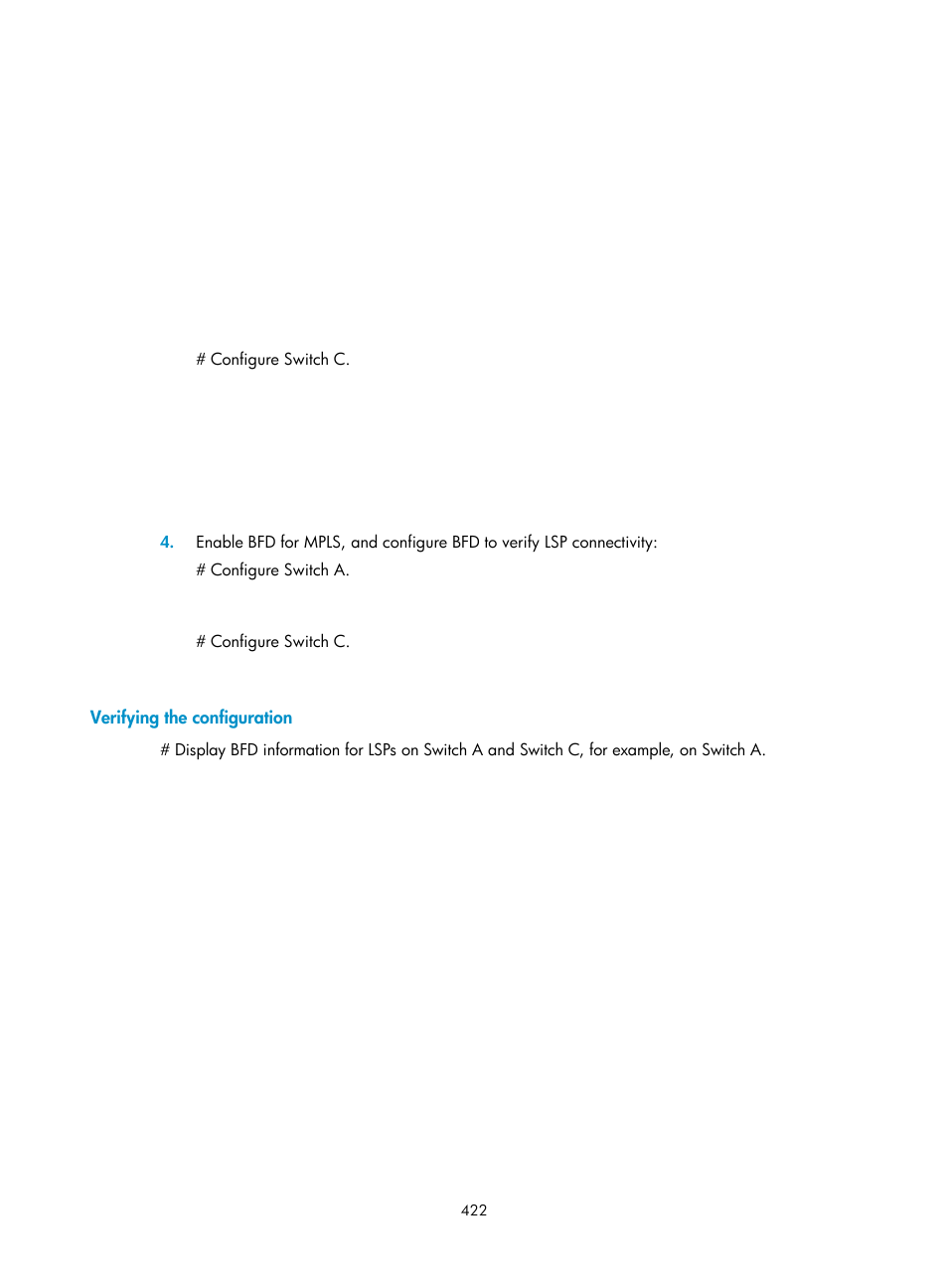 Verifying the configuration | H3C Technologies H3C S6800 Series Switches User Manual | Page 435 / 526