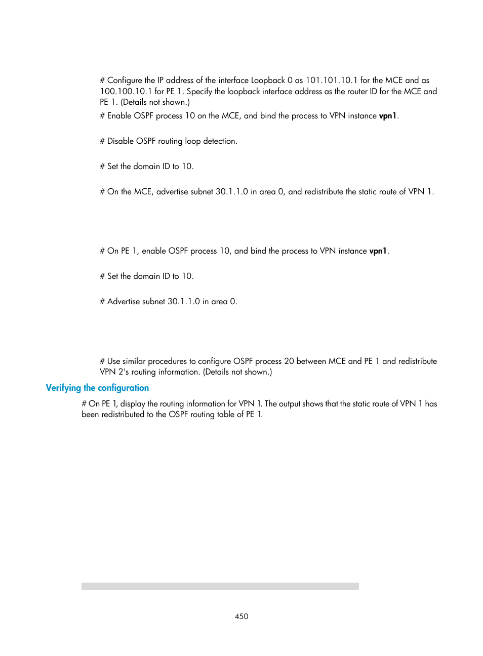 Verifying the configuration | H3C Technologies H3C S6800 Series Switches User Manual | Page 463 / 526